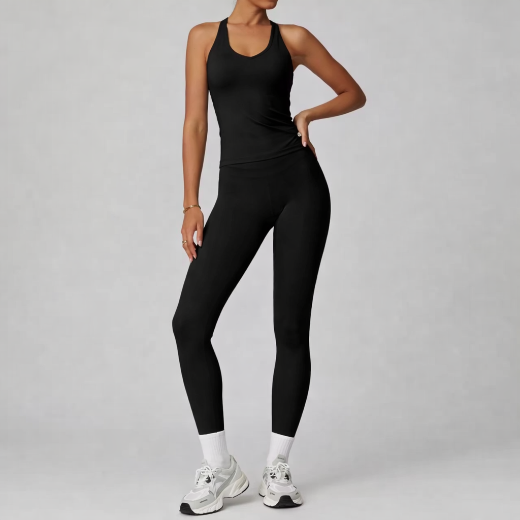 Zara set long / long top - black